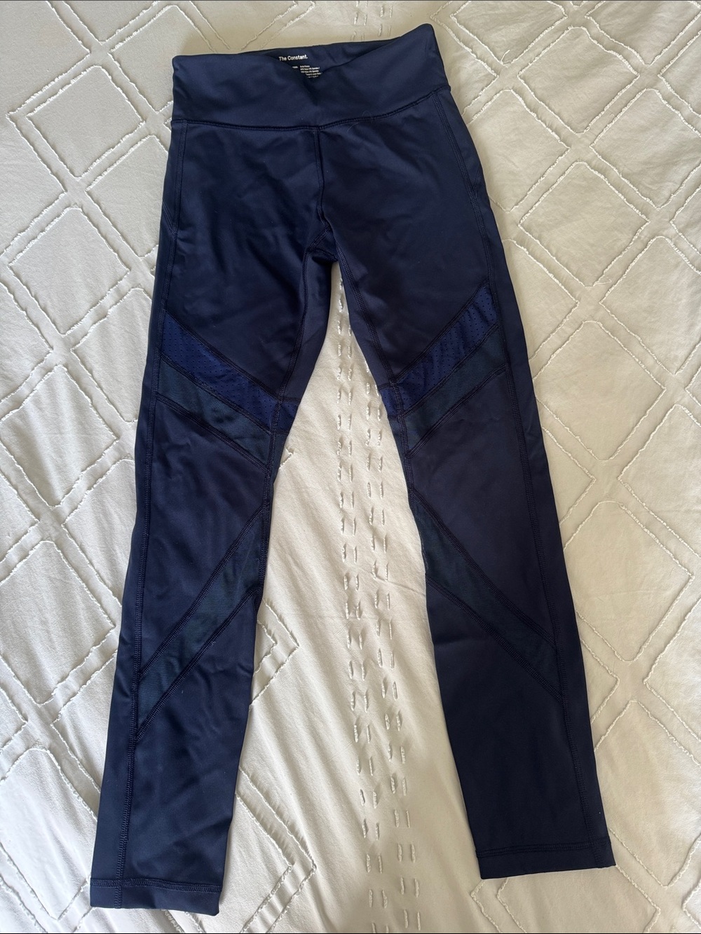 Aritzia (The Constant) Women's Navy Mesh-Panel Moto Leggings